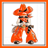 Boston International - 3-Ply 5" Cocktail Napkins 20 Count - Hometown Pride/ Orange Cowboy