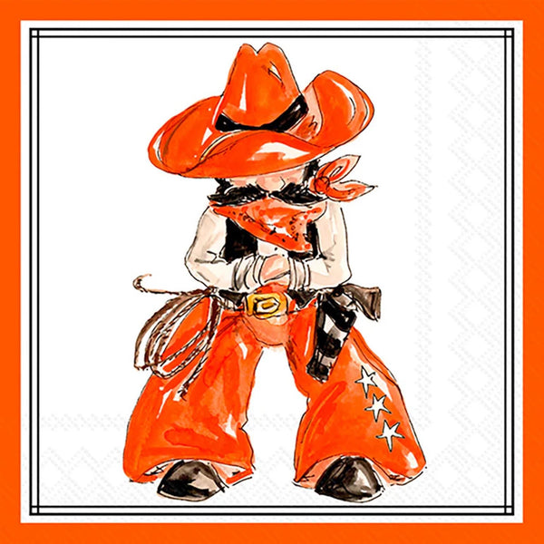 Boston International - 3-Ply 5" Cocktail Napkins 20 Count - Hometown Pride/ Orange Cowboy