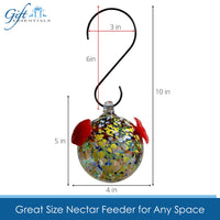 GC Gift Essentials - 8 Oz. Glass Hummingbird Feeder - Multicolored