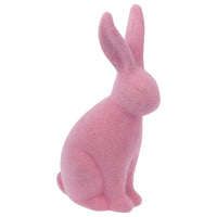 Boston International - 7.25" Flocked Easter Bunny Figurine - Pink Flocked Bunny