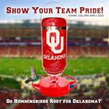 Hummer's Galore - 32 oz. Glass Hummingbird Feeder w/ UV Resistant Plastic Wrap - Oklahoma Sooners