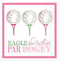 Boston International - 3-Ply 5" Cocktail Napkins - Eagle Birdie Par - Pink