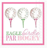 Boston International - 3-Ply 5" Cocktail Napkins - Eagle Birdie Par - Pink