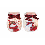 Stony Creek - 4" Frosted Lighted Vase w/ Ribbon - Cheerful Snowman