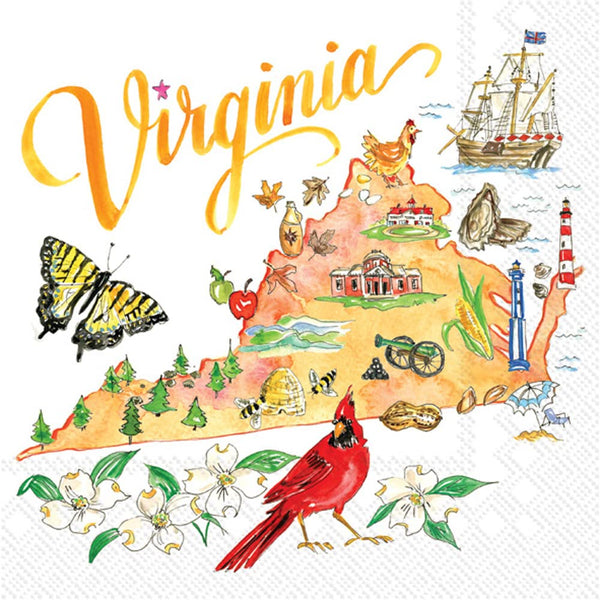 Boston International - 3-Ply 5" Cocktail Napkins - State Collection - Virginia