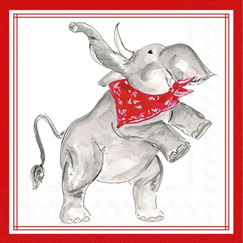Boston International - 3-Ply 5" Cocktail Napkins 20 Count - Hometown Pride/ Red Elephant