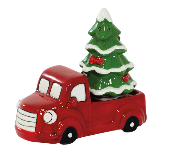 Boston International - Salt & Pepper Set - Red Truck & Xmas Tree