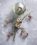 Bovano - Wall Sculpture - Saw Whet Owl w/ Stainless Steel Moon