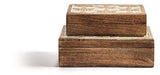 Two's Company - Hand-Carved Mango Wood Boxes - Leaf Design - Set of 2
