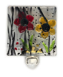 Snazzy Glass - Night Light - Speckled Flowers - Red & Yellow