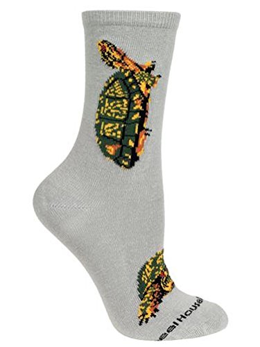 Wheel House Designs Socks - Box Turtle on Gray - 9-11