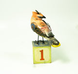 Mullanium - Steampunk Inspired Sculpture - Cedar Waxwing on Block