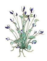 Bovano - Tabletop Sculpture - Large Blue Flowers w/ Dragonfly
