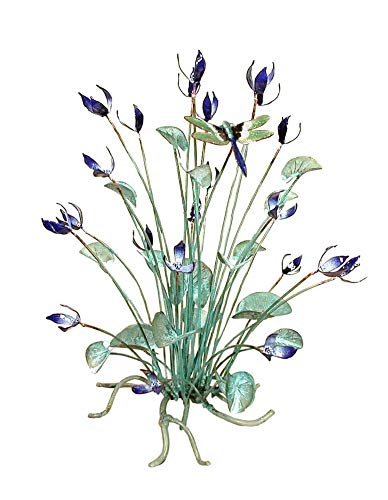 Bovano - Tabletop Sculpture - Large Blue Flowers w/ Dragonfly