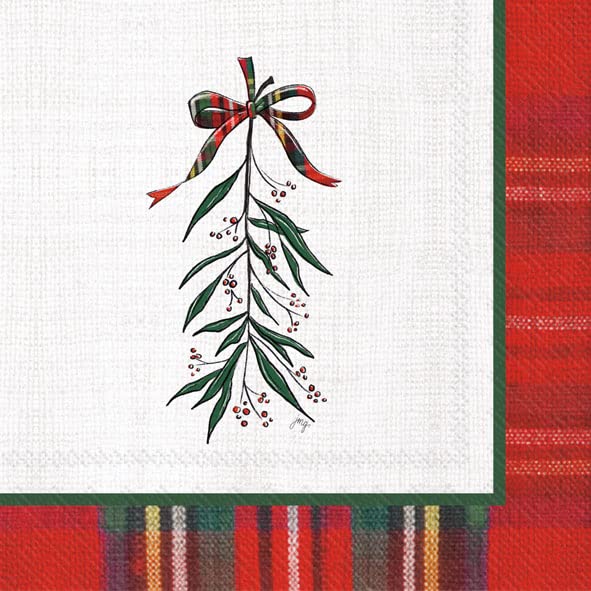 Boston International - 3-Ply 6.5" Lunch Napkins - Classic Mistletoe