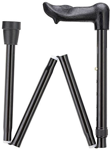 Harvy Canes - Palm Grip Folding Cane - Black - Left Handed