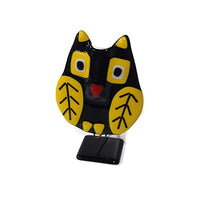 Glass Fire - Bobbling Owl Vase - Large - Black & Yellow