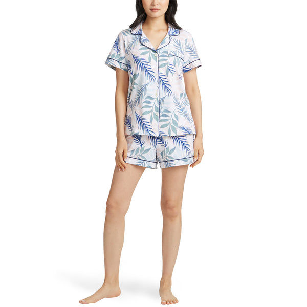 BedHead - Stretch Short Sleeve Shorty PJ Set - Breezy Palm - X Small