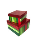 Gift Boxes Christmas Holiday Party 2 Green Red Stripes