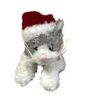 Ganz - Christmas Soft Spots - Gray & White Cat Santa 5" Beanbag Plush - Rare