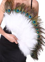 Zucker Feather - Marabou Fan - White & Peacock