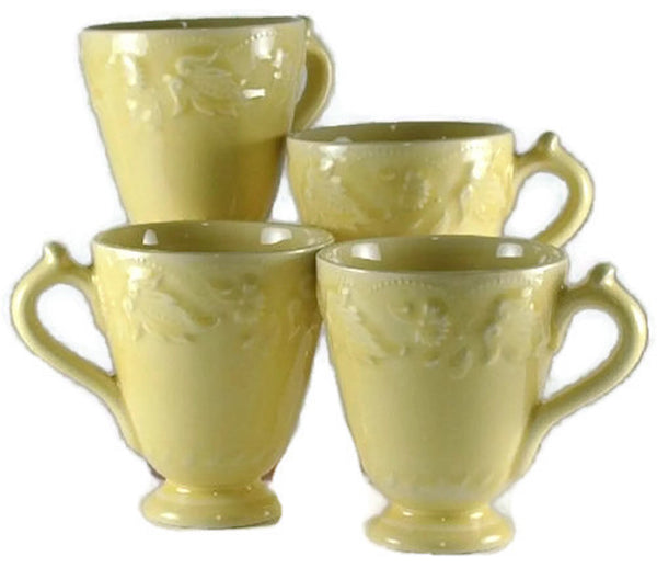 Vera Bradley - 10 oz Mug Set of 4 - Yellow Sunflower Mojolica Pattern - RETIRED!