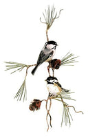 Bovano - Wall Sculpture - Chickadees with 3D Pine Cone