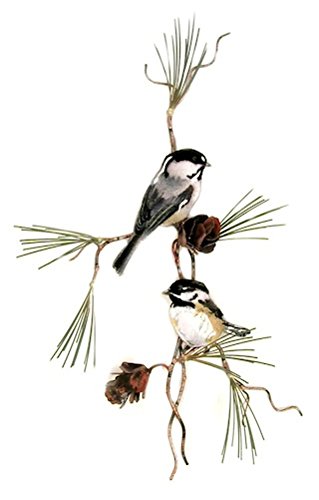 Bovano - Wall Sculpture - Chickadees with 3D Pine Cone