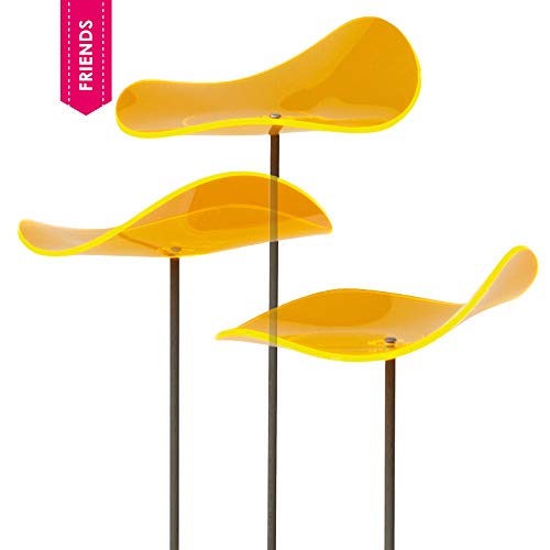 Cazador-del-sol - 8" Wavy Suncatcher Set of 3 - Lucy - Yellow