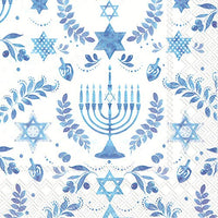 Boston International - 3-Ply 5" Cocktail Napkins - Hanukkah