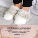Ladies Womens Animal Print Slippers Sliders - Soft Faux Fur Cuffed Mule Danni (Medium)