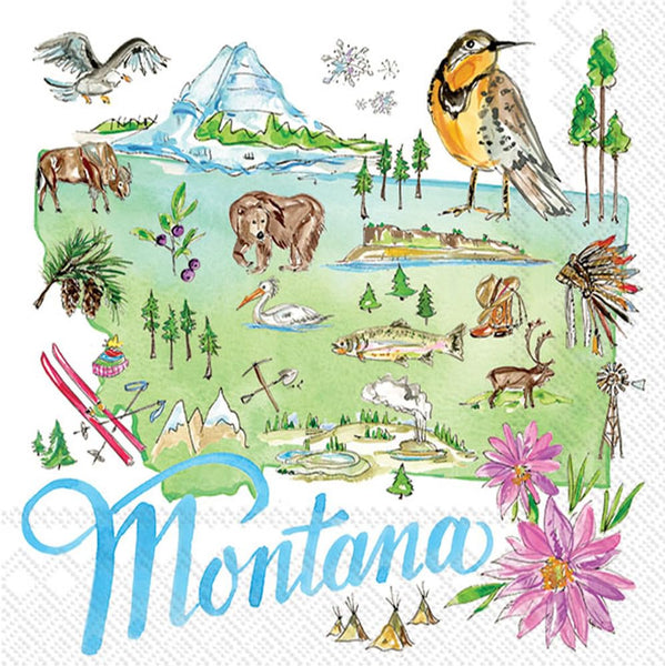 Boston International - 3-Ply 5" Cocktail Napkins - State Collection - Montana