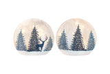 Stony Creek - 7" Frosted Glass Lighted Vase - Winter Blue Forest & Buck