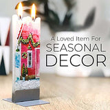 FLATYZ Handmade Flat Candle - Fall Pumpkins On Turquoise | Hand Painted, Unscented Decorative Candles | Drip-Resistant & Smoke-Free 2 Wick Candle for Home & Room Decor | Steel Stand Included