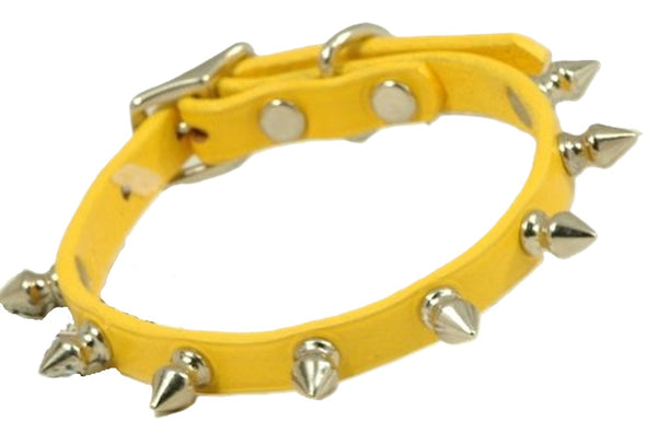 Auburn Leather - Spiked Dog Collar - 10"-12" - Yellow