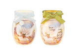 Stony Creek - 4" Frosted Glass Lighted Jar w/Garland - Heavenly Dove White