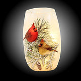 Stony Creek - Frosted Glass - 5.25" Lighted Vase - Christmas Cardinals