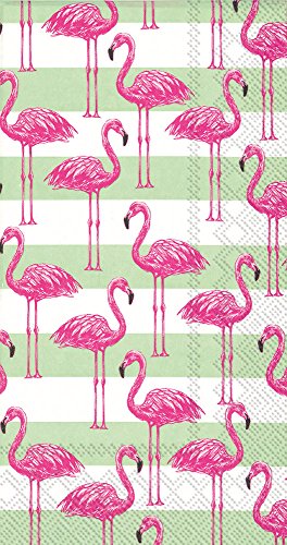 Boston International - Paper Guest Towel 16 Count - Flamingo Striped