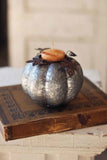 Vintage Floral - Metal Pumpkin Candle Holder - Round