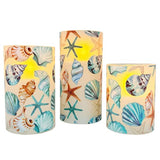GC - 3 Piece LED Candle Set - Blue Shells