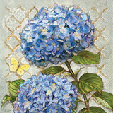 Boston International - 3-Ply 5" Cocktail Napkins 20 Count - Blue Heirloom Flowers
