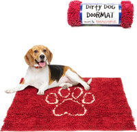 Dog Gone Smart Dirty Dog Microfiber Paw Doormat - Muddy Mats For Dogs - 35x26 Maroon