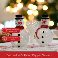 Gift Essential - Blown Glass Salt & Pepper Set - Snowmen