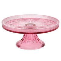 Boston International - 8.25" x 3.5" Round Vintage-Inspired Glass Cake Stand - Pink Codi