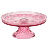 Boston International - 8.25" x 3.5" Round Vintage-Inspired Glass Cake Stand - Pink Codi