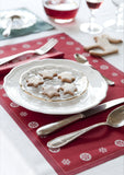 My Drap - 12 Count 18" x 12" Cotton Printed Placemats - Red w/ White Snowflake