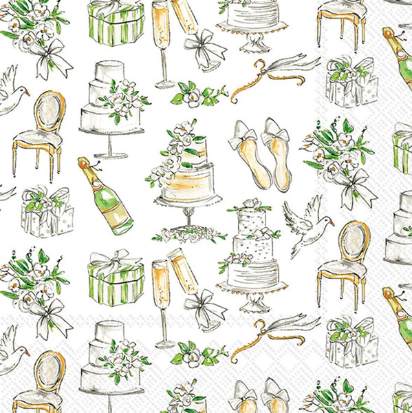 Boston International - 3-Ply 6.5" Lunch Napkins 20 Count - Wedding Cakes