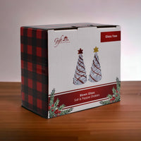 Gift Essential - Blown Glass Salt & Pepper Set - White & Red Christmas Trees