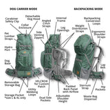 K9 Kolossus Sport Sack Backpack Dog Carrier - Front Facing Fully Ventilated - X-Large Green