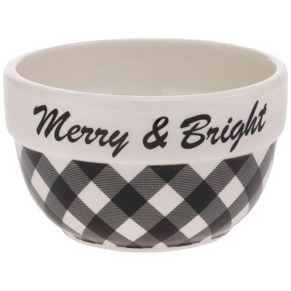 Boston International - Black & White Check Serving Bowl - Merry & Bright